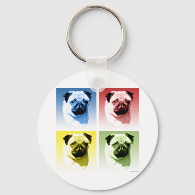 Llavero Arte pop de pug (Anverso)