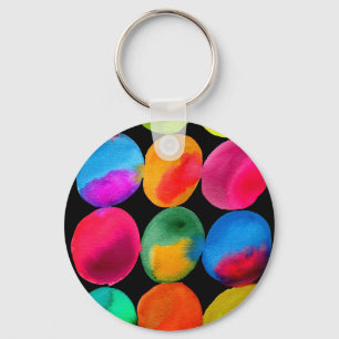 Llavero Arte pop de puntos de neón acuarela