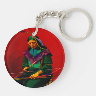 Llavero Arte pop nativo americano de Cherokee