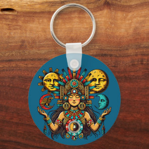 Llavero Arte popular azteca indio woMan princesa luna de s