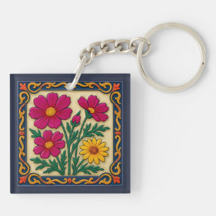 Llavero Arte popular floral bordado