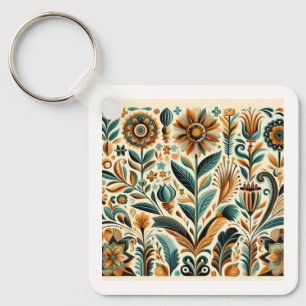 Llavero Arte popular mexicano con tonos de joyas de otoño