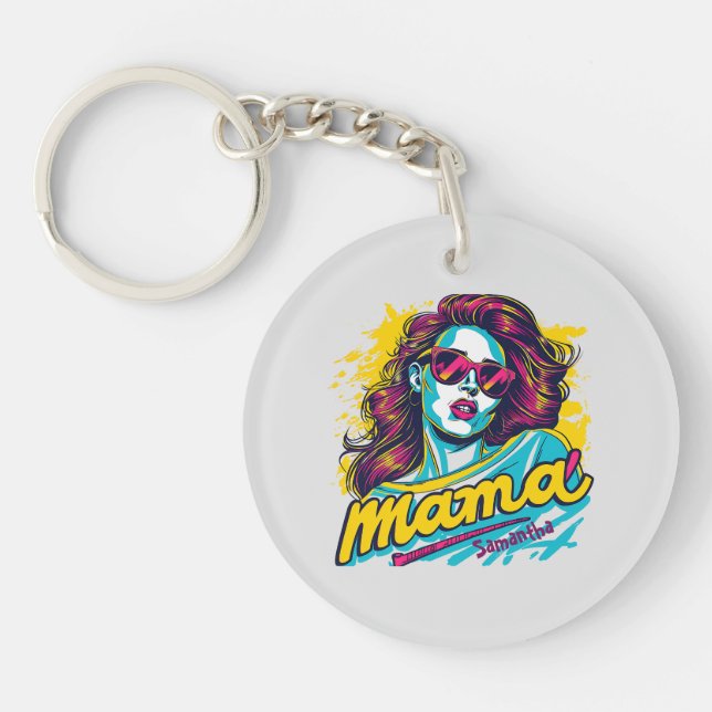 Llavero Arte Retro Mama Pop Personalizado (12) (Frente)