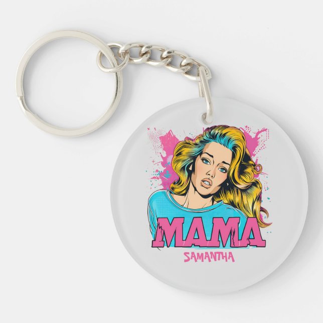 Llavero Arte Retro Mama Pop Personalizado (20) (Frente)