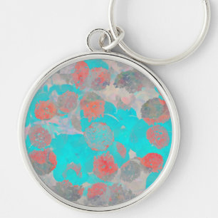 Llavero Arte rojo azul de estampado floral/floral romántic