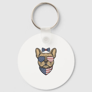Llavero Arte vectorial de Bulldog Francés Patriótico Vinta