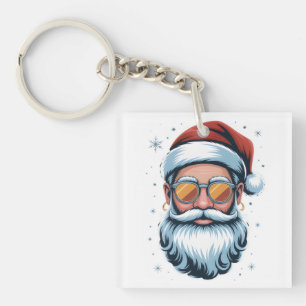 Llavero Arte vectorial de Santa Claus moderno con gafas de