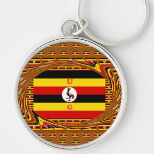 Llavero Arte vibrante inspirado en la bandera de Uganda