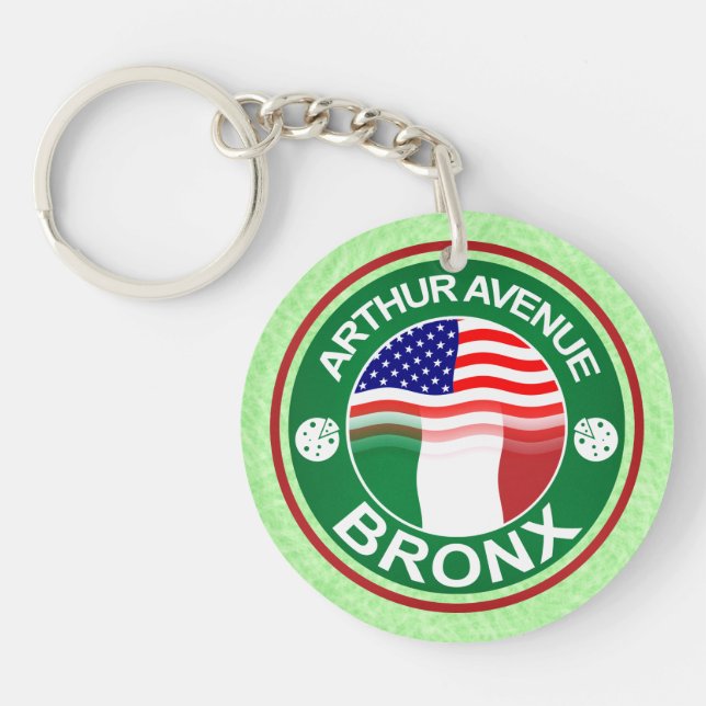 Llavero Arthur Ave Bronx Anillos Clásicos Italianos Estado (Frente)