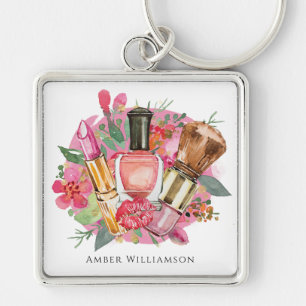 Llavero Artista de Maquillaje de Belleza Floral Rosa Moder