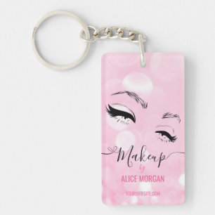 Llavero Artista de Maquillaje Glamuroso Bokeh con Lentejue