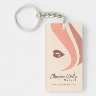 Llavero Artista de Maquillaje Moderno de Durazno Suave y T