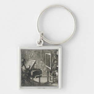 Llavero Artista que pinta un retrato sobre una rejilla