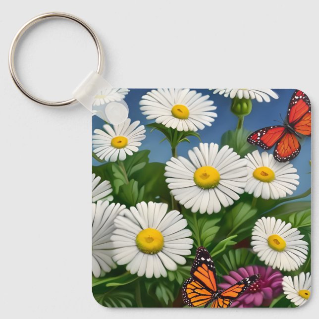 Llavero Artsy Fun Daisies And Butterflies (Anverso)