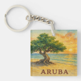 Llavero Aruba Playa Eagle Divi Tree Hora Dorada