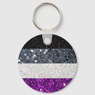 Llavero asexual del purpurina del orgullo