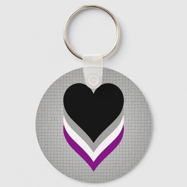 Llavero Asexualidad corazones de orgullo Keychain (Anverso)