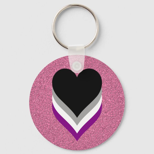 Llavero Asexualidad corazones de orgullo Keychain (Anverso)