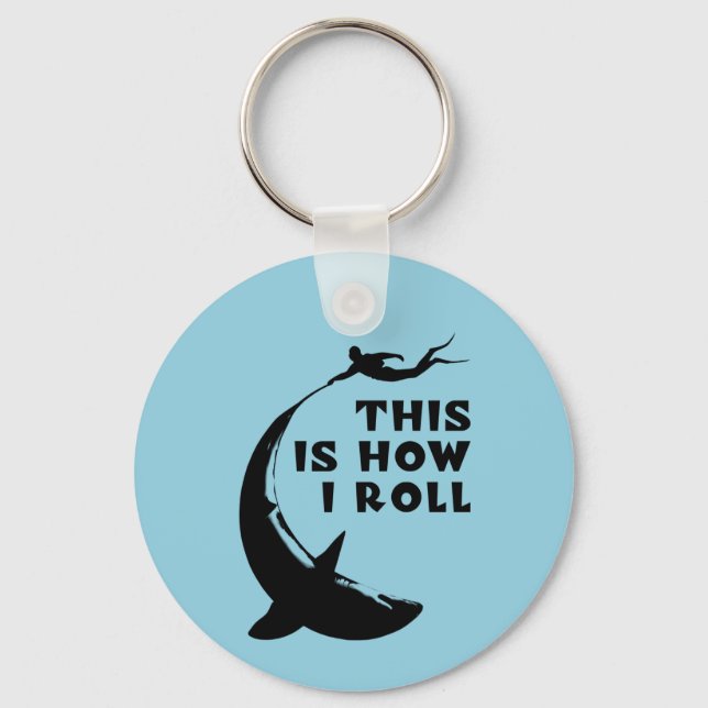 Llavero Así Es Como Pavo - Scuba Buceando Con Tiburón (Anverso)