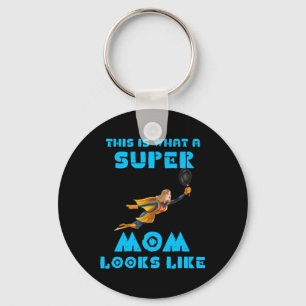Llavero Así se ve una supermamá con un texto azul