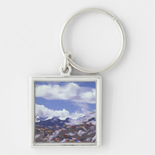 Llavero Asia, China, Tibet, Tangla Pass. Banderas de oraci