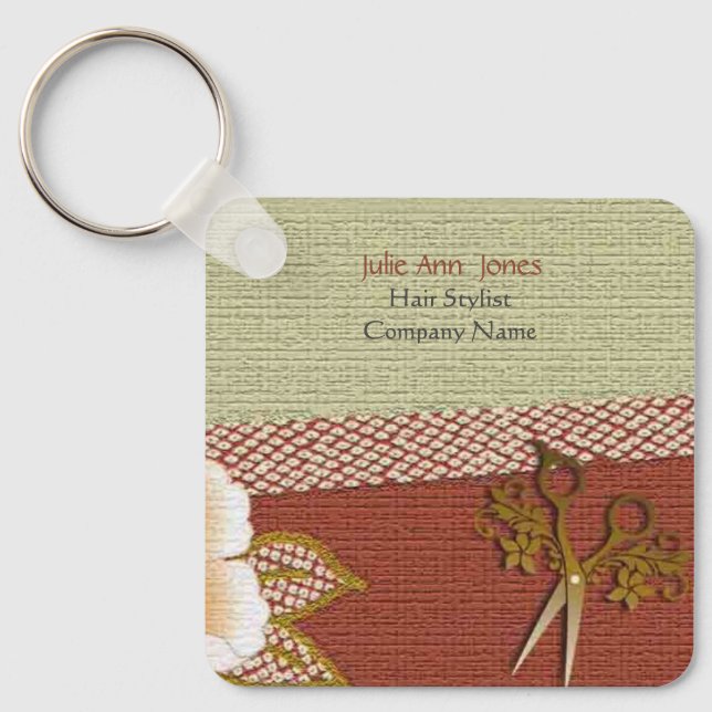 Llavero Asian Style Hair Stylist Business Card Keychain (Anverso)