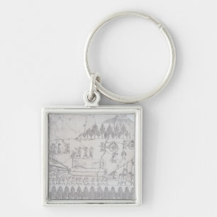 Llavero Asirios que mueven una Bull coa alas en un trineo,