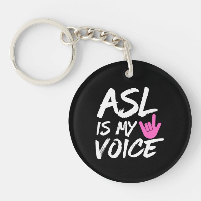 Llavero ASL es mi voz - Conciencia sorda (Frente)