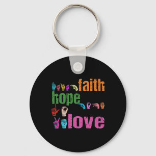 Llavero ASL Faith Hope Love American Rótulo Language Chris
