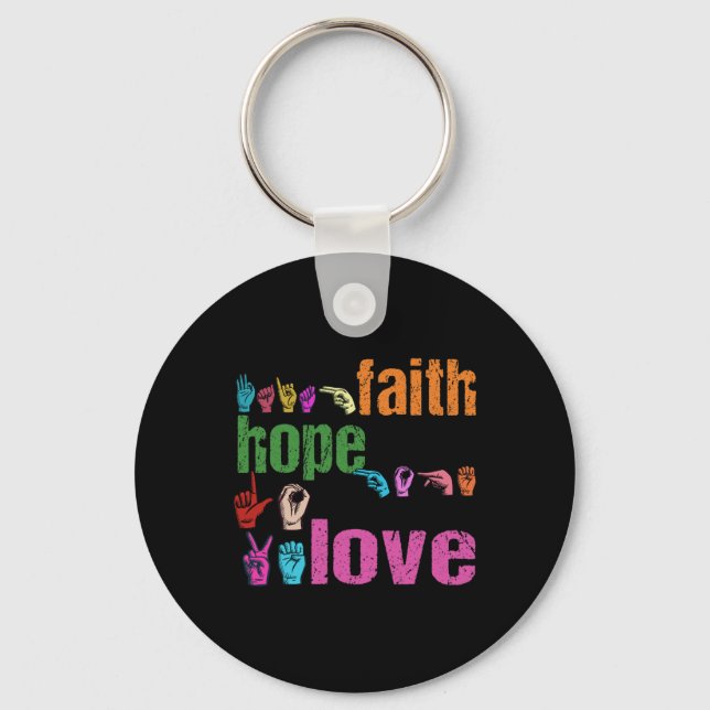 Llavero ASL Faith Hope Love American Rótulo Language Chris (Anverso)