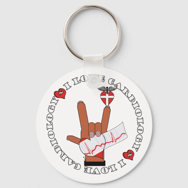 Llavero ASL I Love Rótulo CARDIOLOGY (Anverso)
