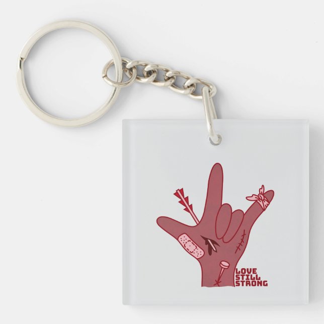 Llavero ASL ILY Design - Love Wounded But Still Strong (Frente)