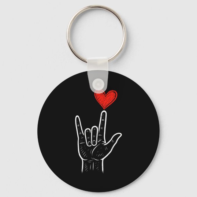Llavero Asl Love Hand Sign Heart Valentines Day Mens Women (Anverso)