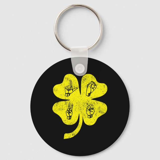 Llavero ASL Love Rótulo Language St Patrick's Day Deaf Awa (Anverso)