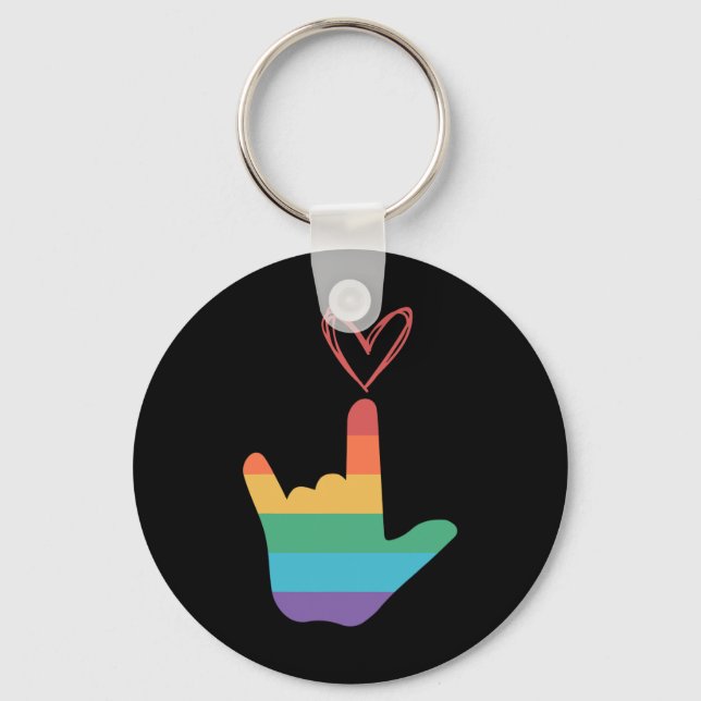 Llavero ASL Rainbow Love Symbol Deaf (Anverso)