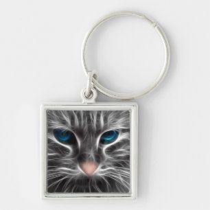 Llavero Asombrosa cara de gato de ojos azules