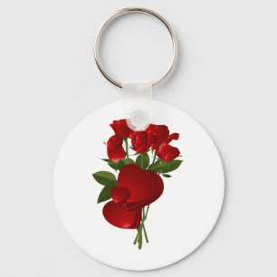 Llavero Asombrosas rosas rojas y corazones