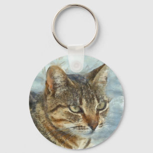 Llavero Asombroso Gato Tabby Cerrar Portra Lápiz Gráfico