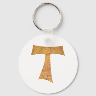 Llavero Aspecto de madera Cruz Tau Franciscana