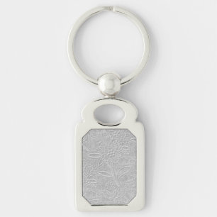 Llavero Aspecto gris floral Grabado en relieve