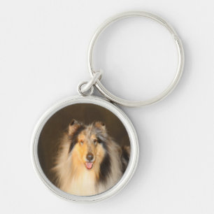Llavero áspero del collie de Bluemerle redondo