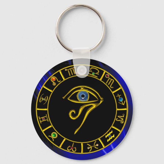 Llavero ASTRAL HORUS EYE,Astrología AZUL TALISMAN (Anverso)