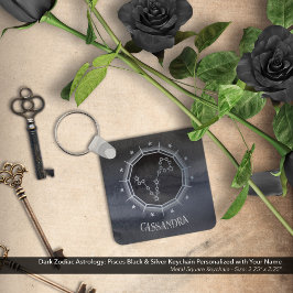 Llavero Astrología Zodiaca Oscura: Pisces Black Silver Nam