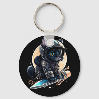 Llavero Astronauta de gato negro lindo