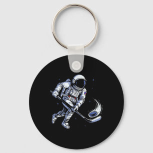 Llavero Astronauta de Hockey Espacial Jugando en Gravedad