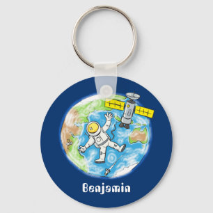 Llavero Astronauta divertida en el espacio y el personaliz