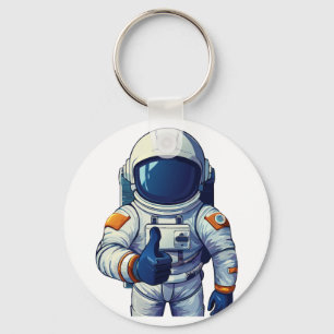 Llavero astronauta en traje espacial mostrando pulgar haci