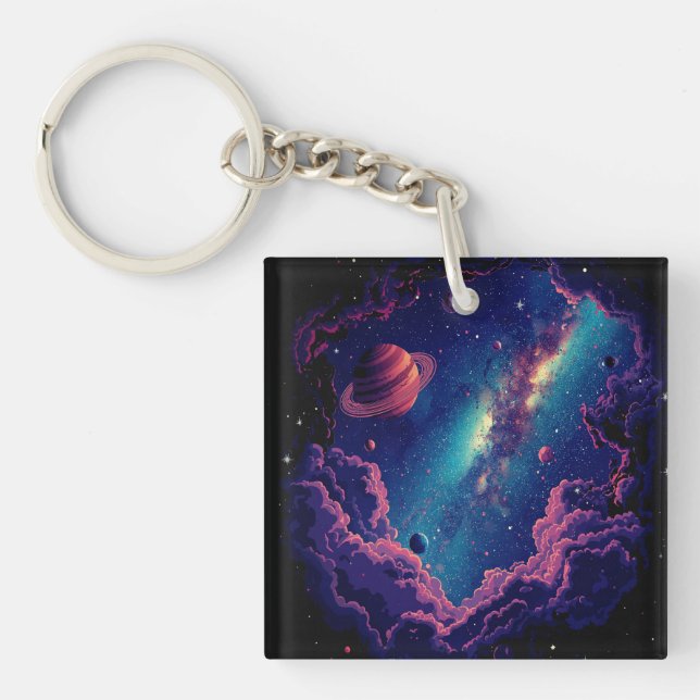 Llavero Astronauta Galaxy Black Keychain para cualquiera (Frente)
