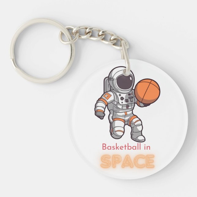 Llavero Astronauta jugando baloncesto en la tee espacial (Frente)