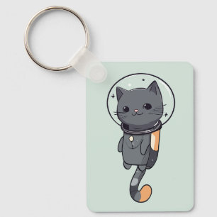 Llavero Astronauta kawaii lindo gato negro